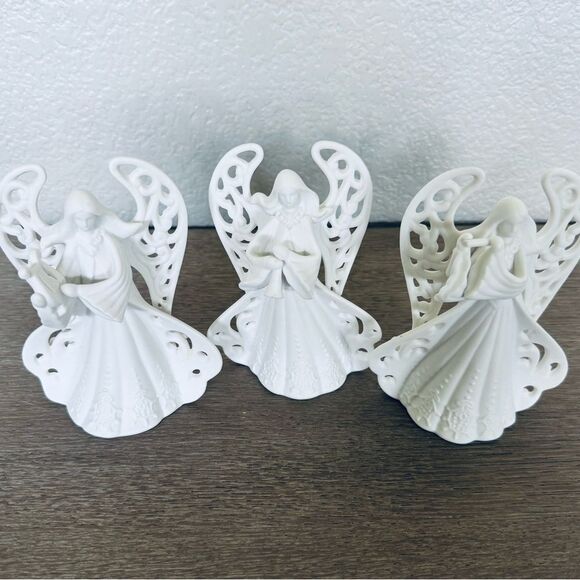 Christmas Holiday Ceramic Angel Figurine Bells 3-pc Set - Picture 2 of 5